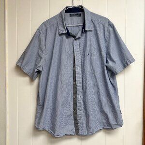 Nautica Men's Plaid Blue, White, & Tan/Gray Short Sleeve Button Down Size XL